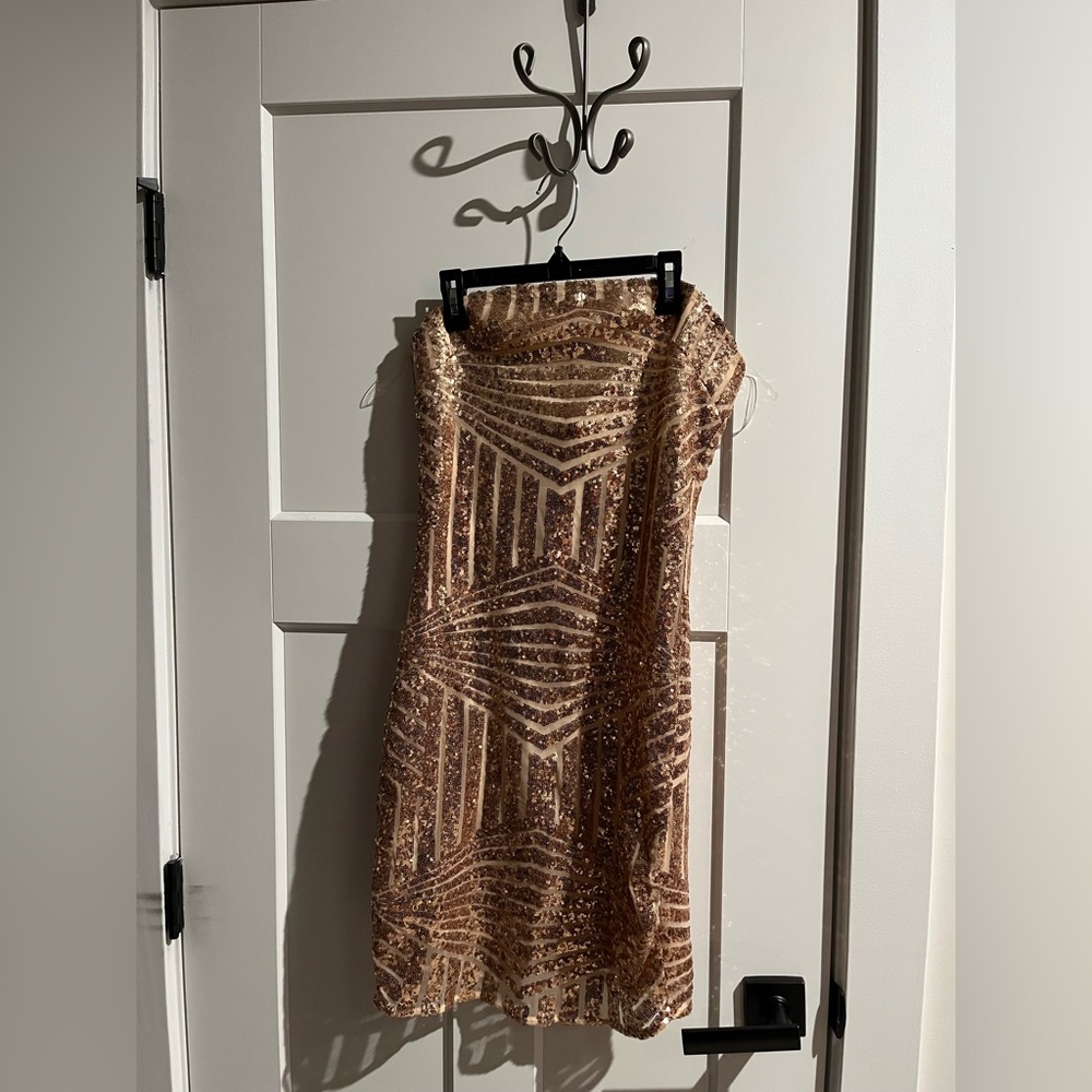 Strapless sequin club dress
